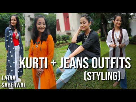 Kurti With Jeans Short Kurti With Jean Long Kurti #kurtihaul #kurtidesign  #kurtishaul #kurtiarhole # | Desain kurti, Gaun bayi perempuan, Gaun indah