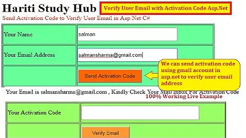 Verify User Email with Sending Activation Code in Asp.Net C# | Hindi | Free Online Learning Classes