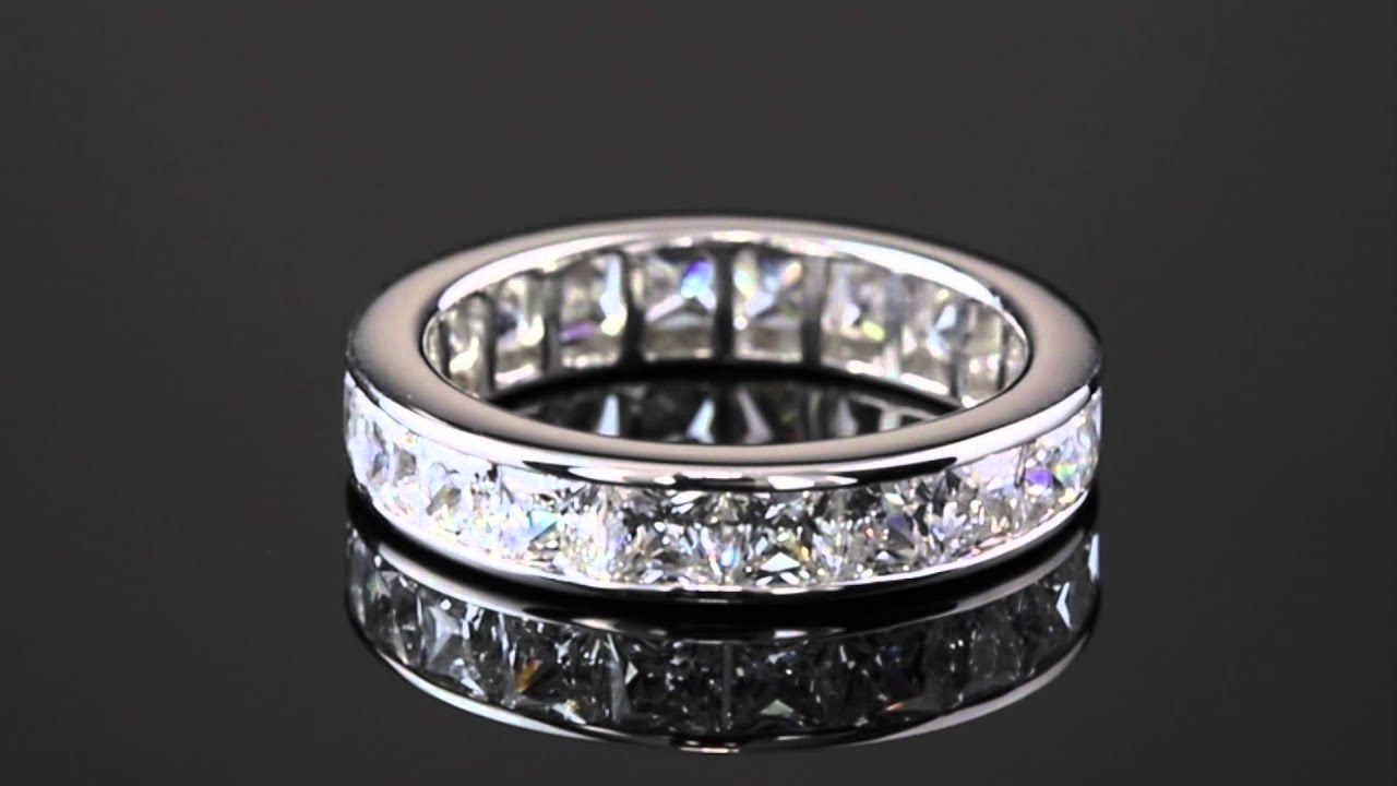 5.29 TCW Princess-Cut Cubic Zirconia Platinum Over Sterling Silver Channel-Set Eternity Band