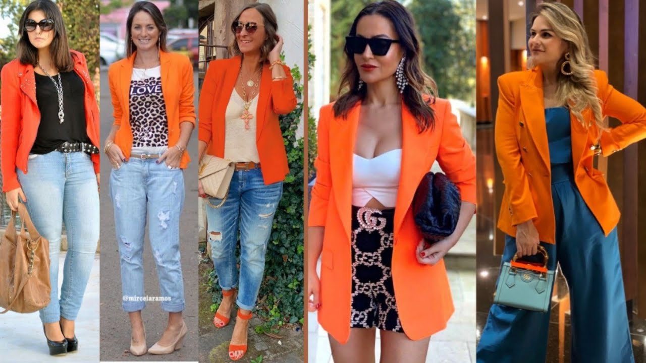 TRENDY DE COMBINACIONES CON BLAZER EN NARANJA OUTFITS CASUAL MUJERES YouTube