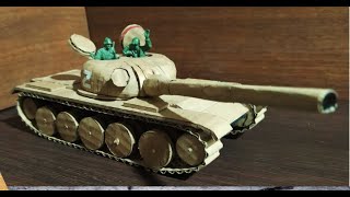 Como hacer un Tanque de cartón  T 55 de combate para soldaditos