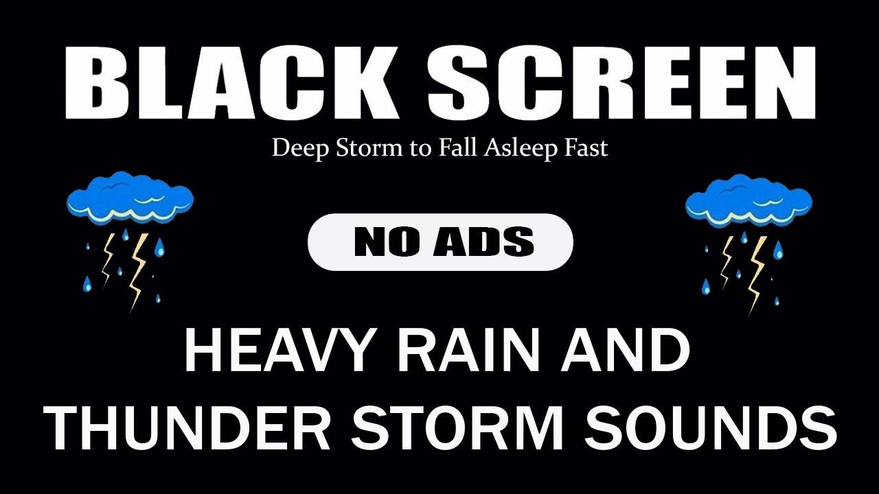 🔴 Heavy Rain and Thunder Sounds for Sleeping - Black Screen No Ads | Deep Storm to Fall Asleep Fast