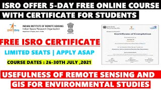 ISRO Offer 5-Day Free Online Course with Certificate for Students | ISRO Free Certificate  #isronews