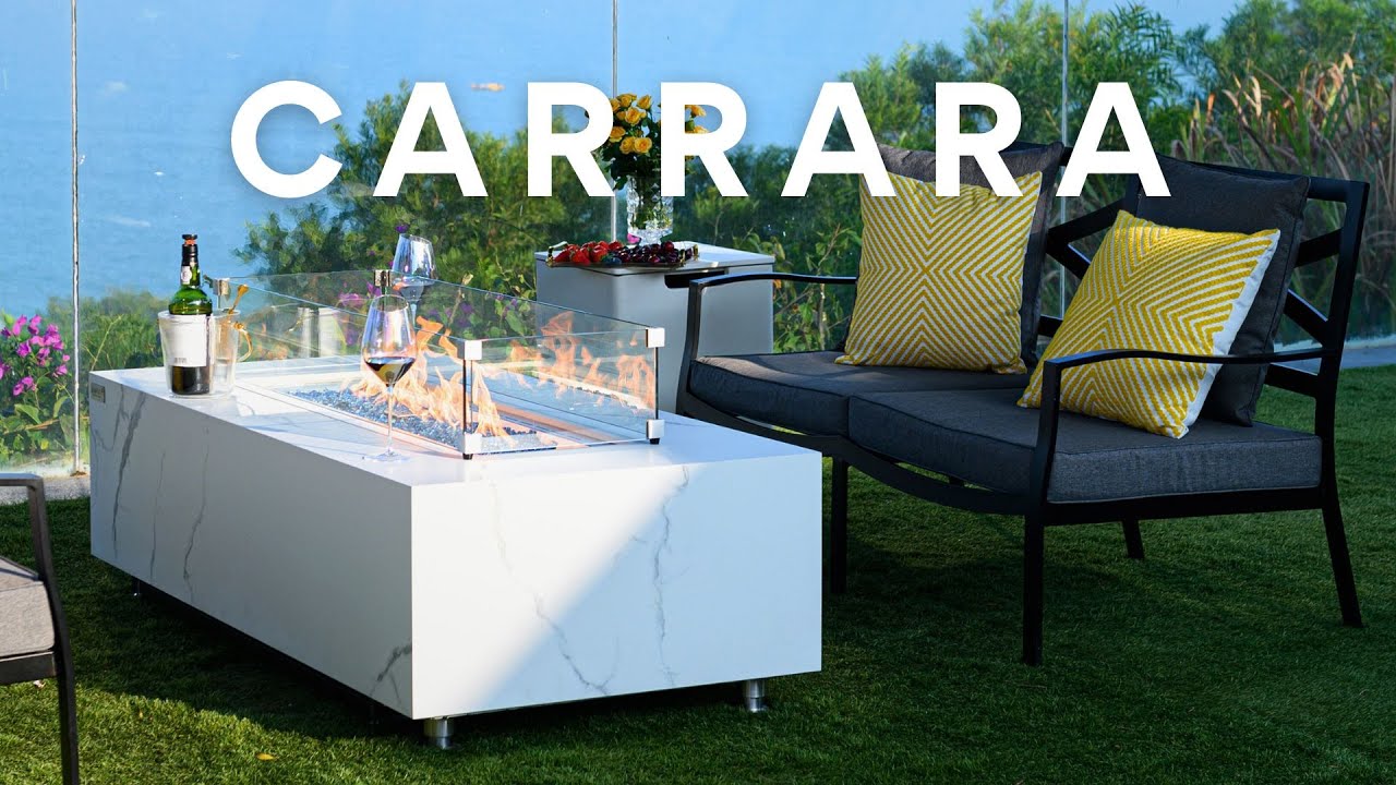 Tisch CARRARA mit brennender Feuerstelle