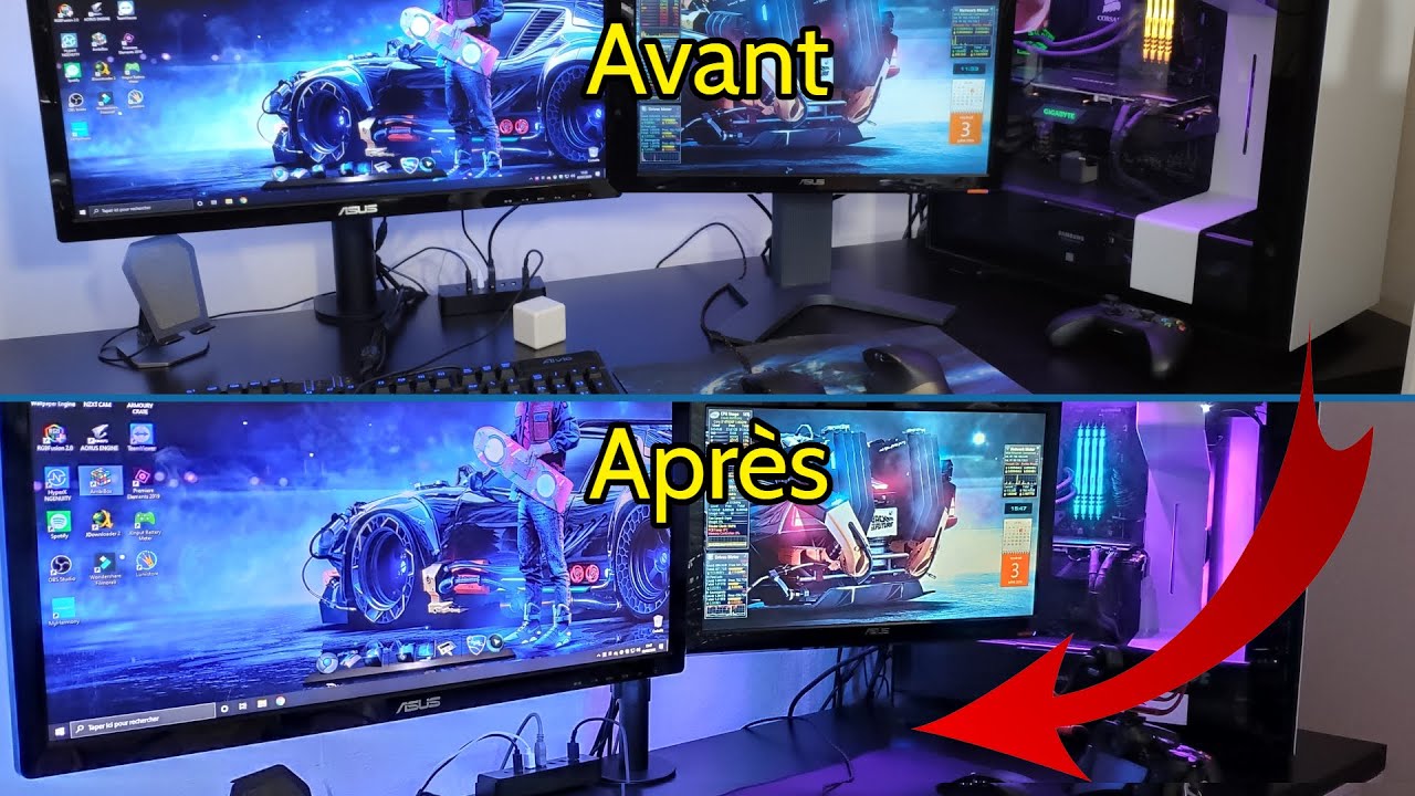 J'installe un support 2 écrans ! Premier prix  #SETUP 