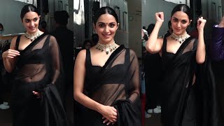 Kiara Advani Looks Stunning In Transparent Black Saree Manastars