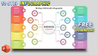 7.PowerPoint Tutorial 10 Step Circular infographic Presentation | 10steps, graphicdesign