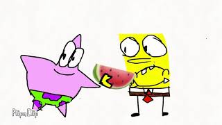 SpongeBob eats watermelon