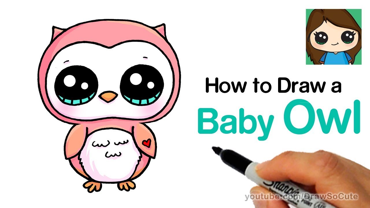 How To Draw A Baby Owl Easy Youtube