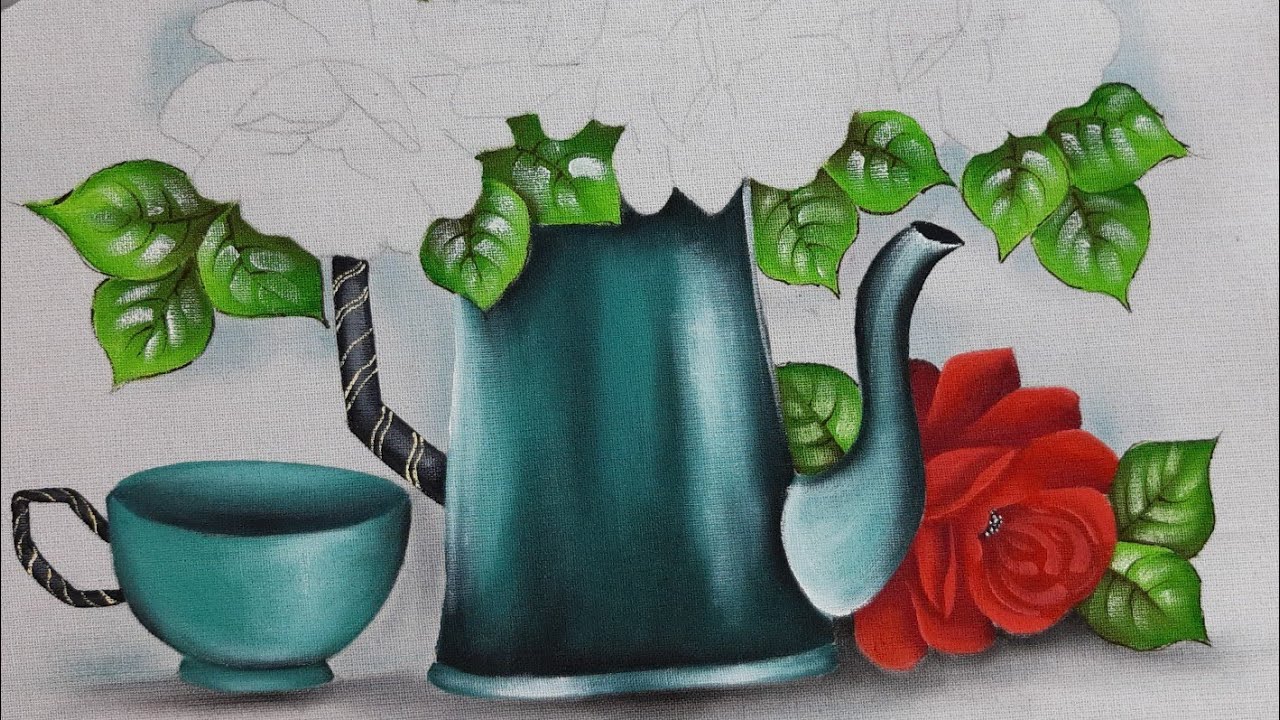 pintando bule pintura em tecido passo a passo