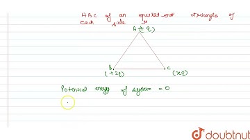 Set up arrangment of three point charges : q, + 2q and x q separated by equal finite distances s...