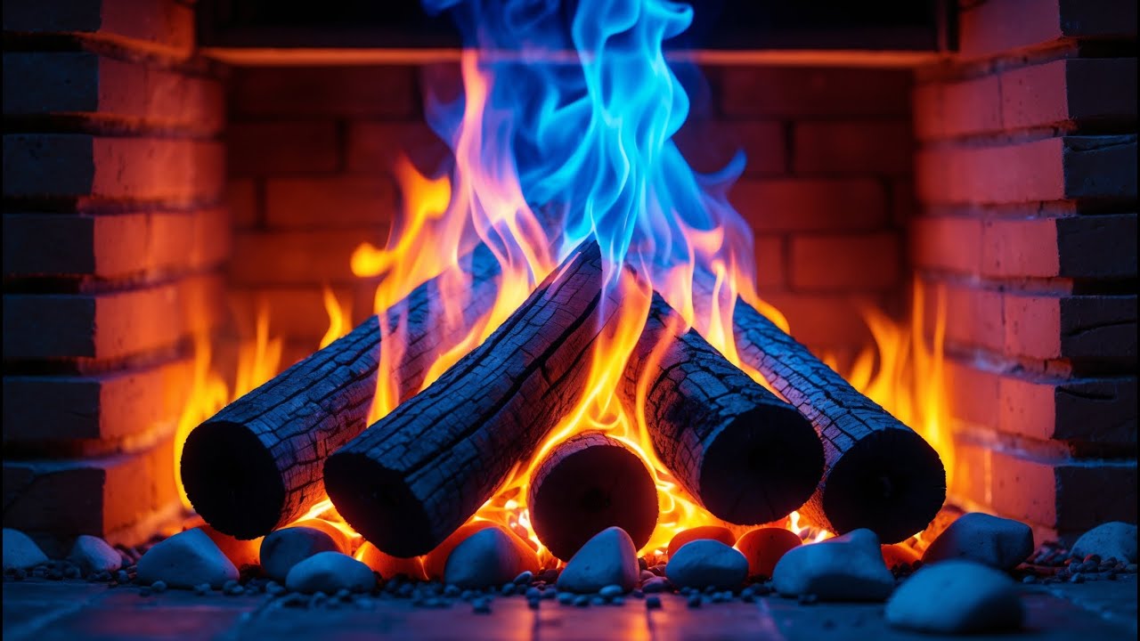 Soothing Blue Flames & Crackling Fire Sounds | Relaxing Fireplace for Sleep & Calm