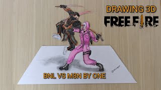 Menggambar BNL VS M8N Duel | Gambar Free Fire