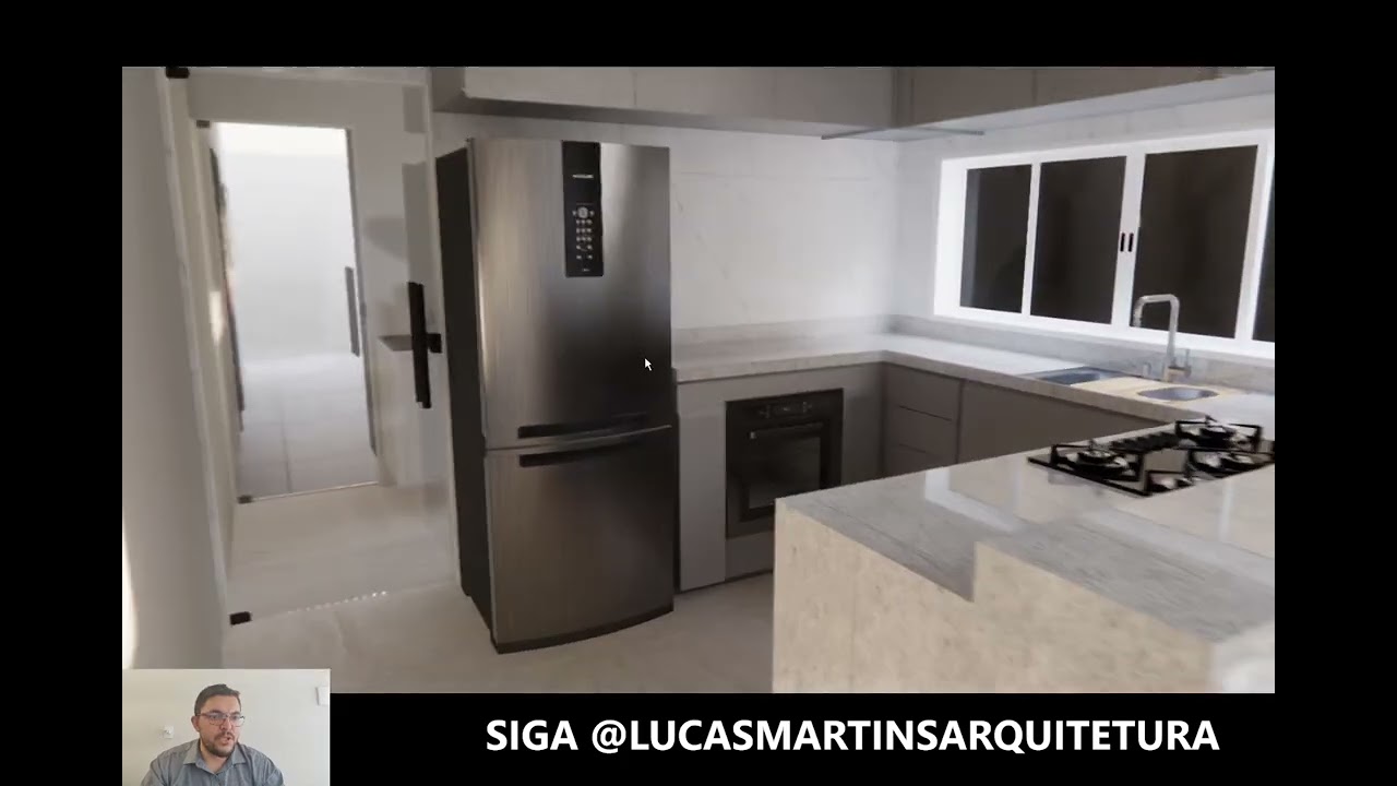 Projeto residencial inteligente  Casa completa em terreno 10x20 com área gourmet e suíte master