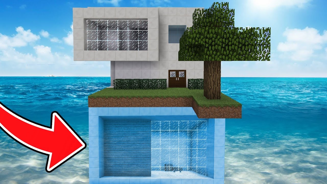 Fundo Casa De Minecraft Construída Na água Em Minecraft Fundo