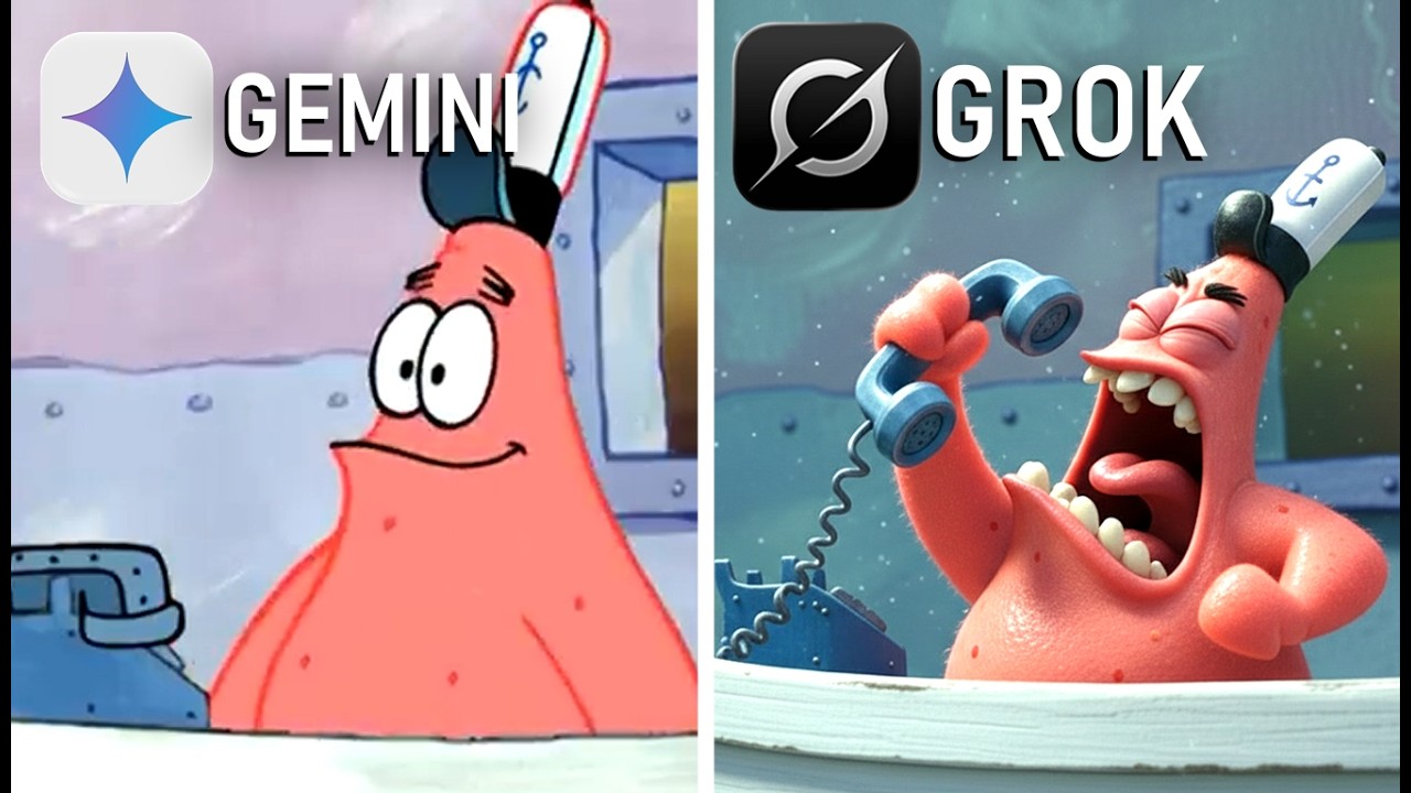 Gemini vs Grok Recreating Iconic SpongeBob Scenes