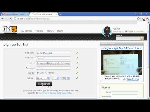 How to sign up for hi5 profile - YouTube