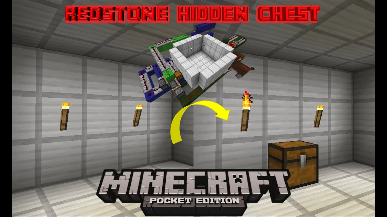 Redstone Hidden Chest Minecraft PE Redstone Tutorial YouTube