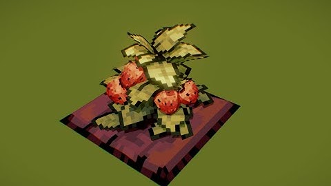 Low Poly Pixel Art: Strawberry plant making of