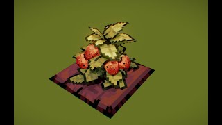 Low Poly Pixel Art: Strawberry plant making of