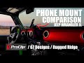 Jeep JL/JT Phone Mount Comparison - ProClip vs 67 Designs vs Rugged Ridge Installed