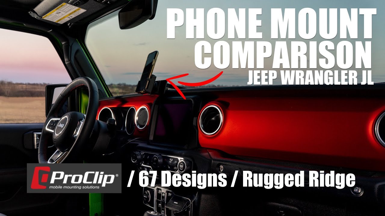 Jeep JL/JT Phone Mount Comparison - ProClip vs 67 Designs vs Rugged Ridge  Installed - YouTube