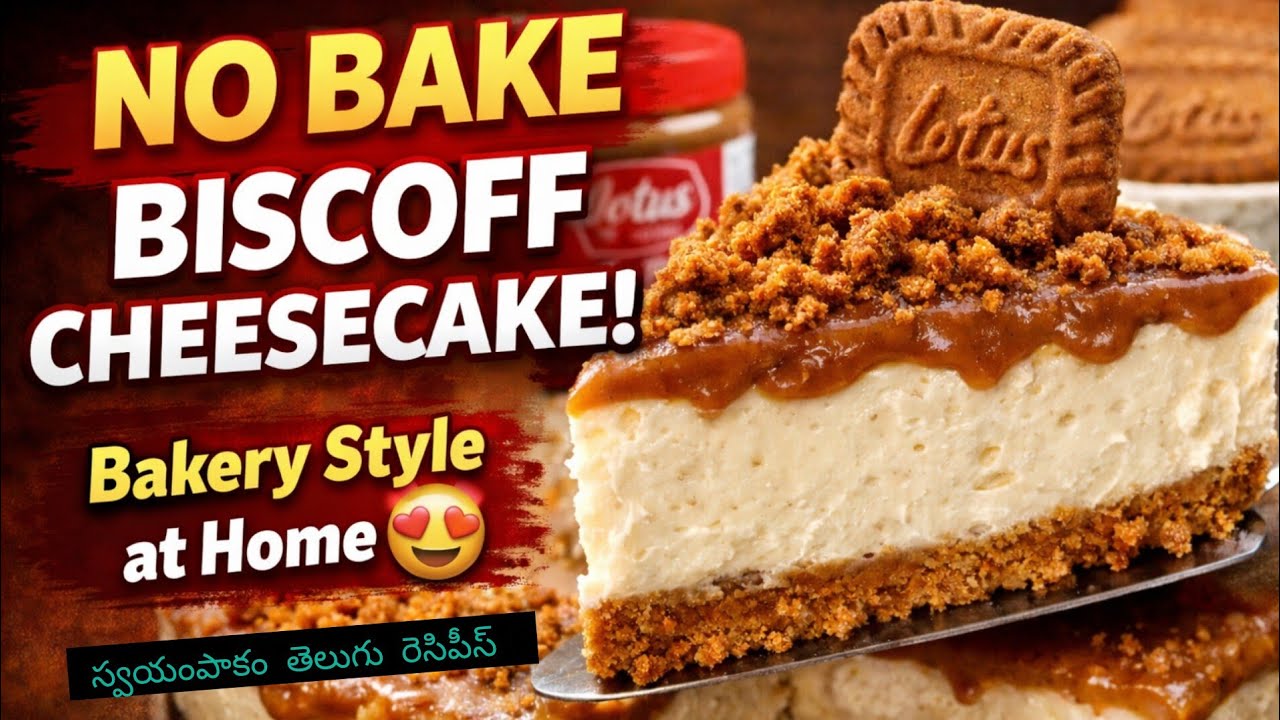 నో బేక్ బిస్కాఫ్ చీజ్‌కేక్  ఒక్కసారి చేస్తే మళ్లీ మళ్లీ చేస్తారు| Eggless Biscoff Cheesecake Recipe 