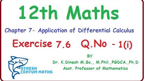 12th Maths | Chapter 7 - Exercise 7.6 - Q.No - 1 (i)