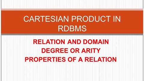 CARTESIAN PRODUCT IN Rdbms VIDEO
