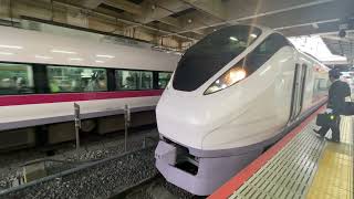 E657系K5編成が特急ときわ51号として上野駅8番線に到着するシーン　2025年4月20日午前7時28分撮影