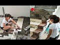 Young girl with great tiling skills - ultimate tiling skills | PART 5