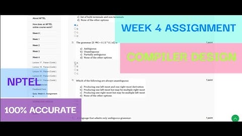 Compiler Design Week 4 |  #nptel2025 #myswayam Compiler Design Week 4 Assignment Solution| Ques4-(A)