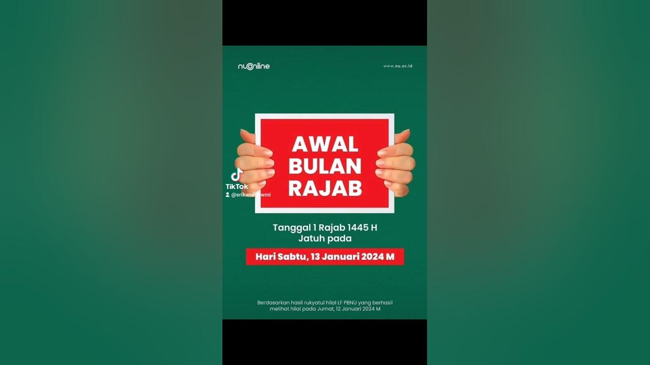 Tanggal 1 Rajab jatuh pada tanggal 13 Januari 2024 YouTube