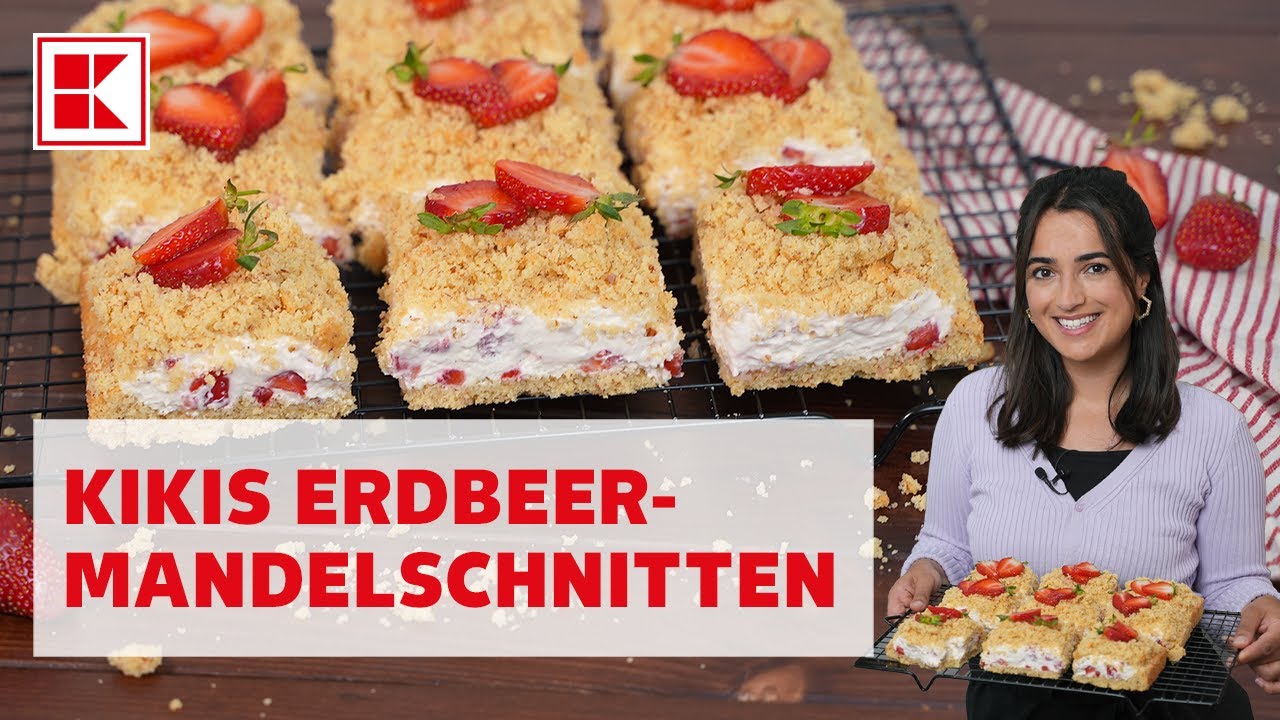 Erdbeer-Mandel-Schnitten | Backrezept | Kaufland - YouTube