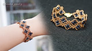 How to make crystal bracelet with seed beads and rondelle beads. Jewelry making