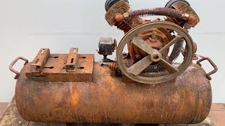 3HP Air Compressor Restoration 2 Old Pistons Rusted \/\/ Restore Vintage Air Compressor