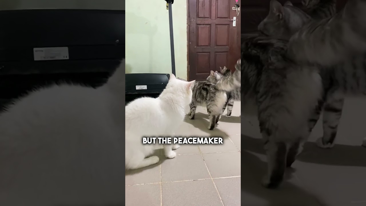 Полосатый кот останавливает хулигана! 