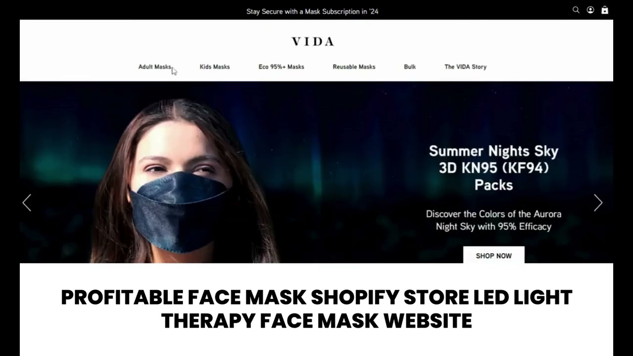 PROFITABLE FACE MASK SHOPIFY STORE LED LIGHT THERAPY FACE MASK WEBSITE