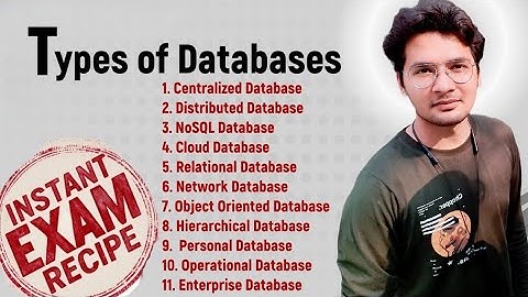 DBMS-5: Types of Database- Centralized,Distributed,NoSQL,Cloud,Relational,Network,ObjectOriented,etc