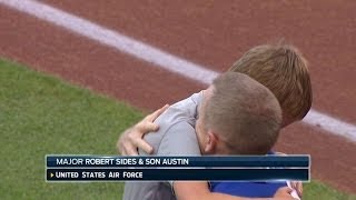 Military father surprises son at first pitch