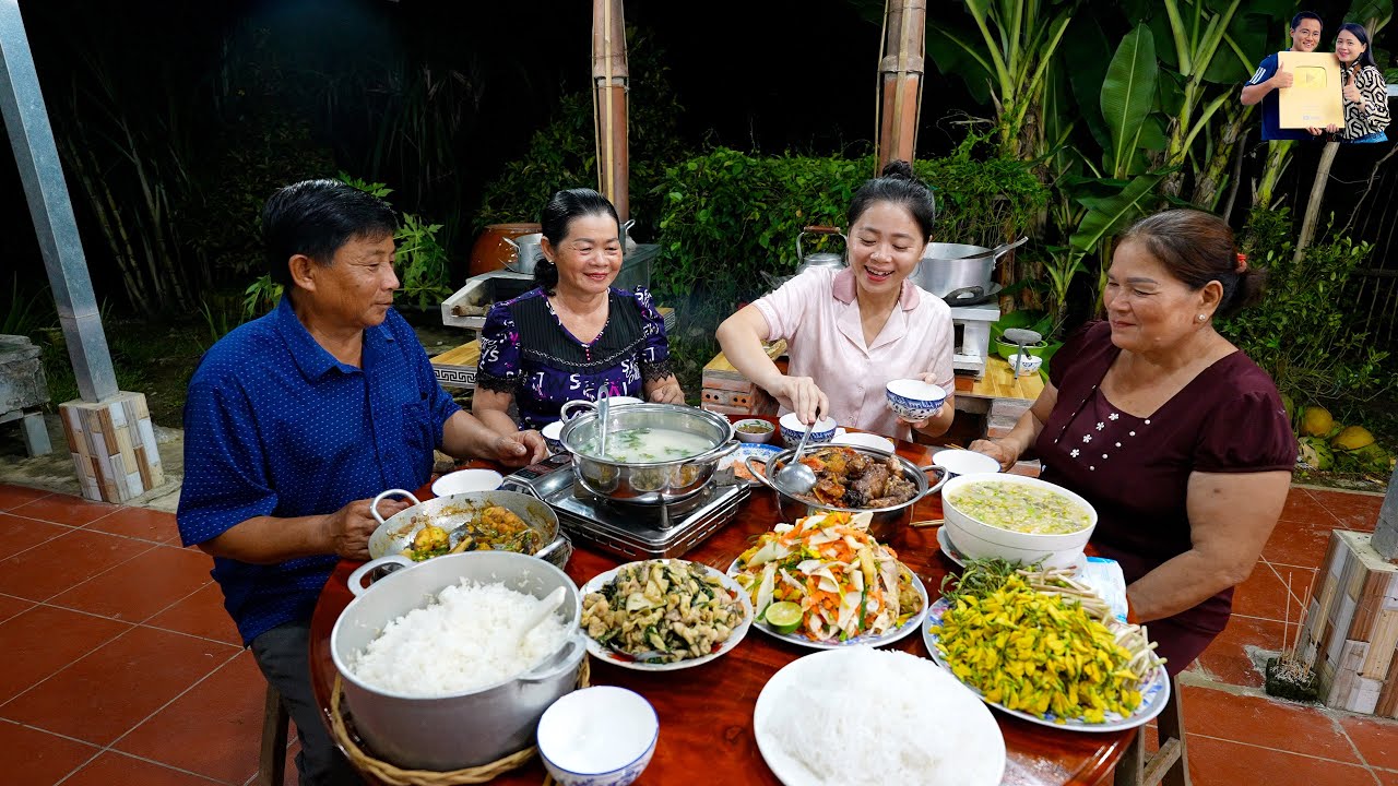 Đổ Dớn cá đồng Mùa nước nổi Quê Phan Diễm Phạm Dũng lần đầu nấu Giò Heo Giả Cầy đãi Cha Mẹ Vợ Bác 2