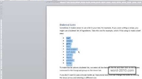 Bulleted Lists In Word 2010