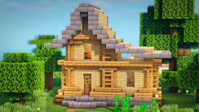 Casa de madeira de cerejeira simples #minecraft #tutorial #build