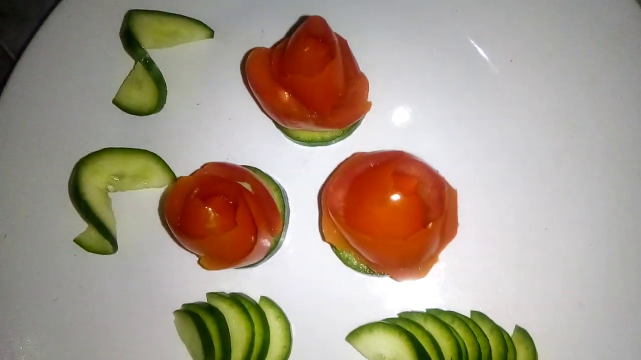 Beautiful veg art cucumber and tomato. vegetable cutting skills (cook