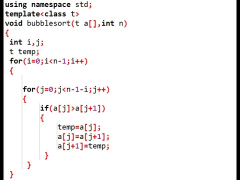 C++ program for bubble sort using template functions - YouTube