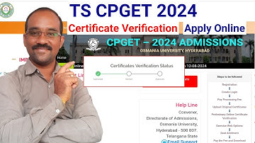 TG CPGET PG Online Certificate Verification 2024 | How to Upload Pg Certificates in Online for adm.