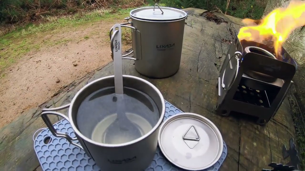 Lixada 750ml titanium pot / mug 350ml ,Lixada folding titanium stove