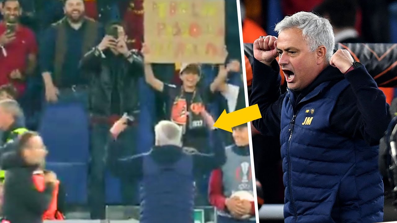 ⁣Jose Mourinho Led AS Roma Celebrations After beating Feyenoord 4-1 in Europa League Quarter-final