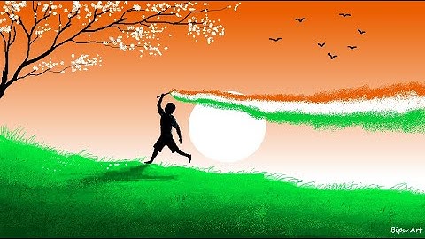 Independence Day Drawing | How to Draw in Ms Paint | drawing in paint in computer | scenery drawing