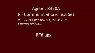 Agilent 8920A (HP 8920A) RF Diags self-test